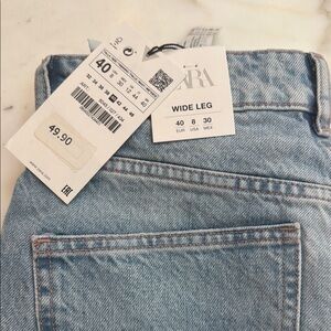 Zara Women's Denim Wide Leg Jeans